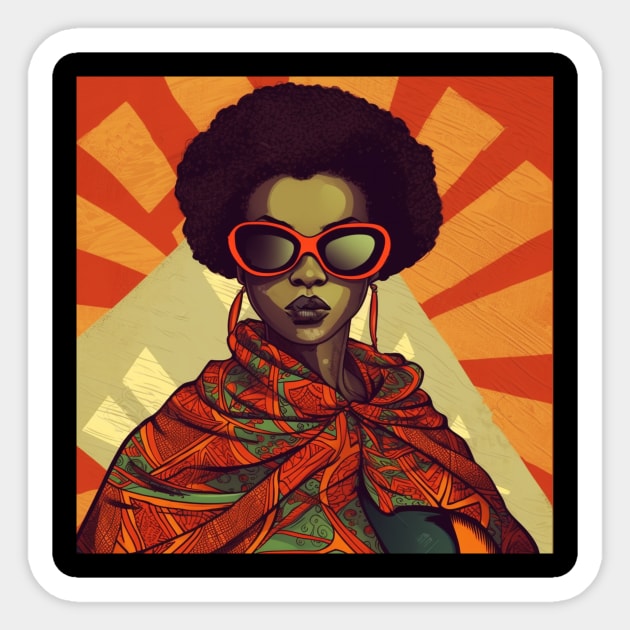 African Queen, Afro Superhero, Female Warrior, Black History Sticker by logiamerch